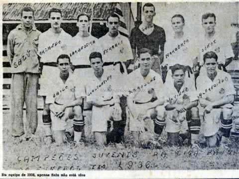 Equipe juvenil campeã de 1936 - Santos F. Clube